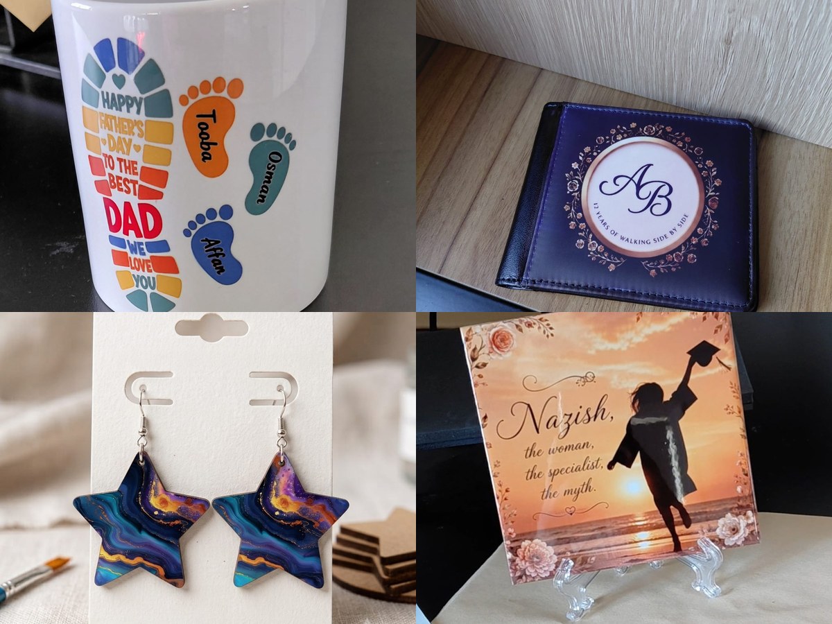 A collection of personalized products created by Vivid Style